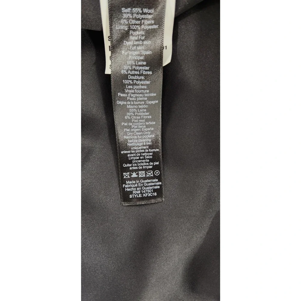 Kobi Halperin Women's Channing Genuine Shearling Trim Black Wool Blend Coat, Sm - Picture 14 of 15